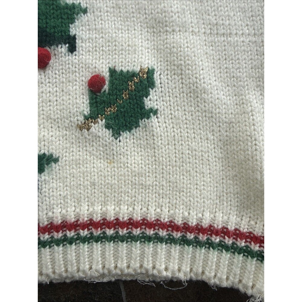 Hasting & Smith Vintage Xmas Chunky Knit Sweater Novelty Christmas Poinsetta 11 - Picture 5 of 5